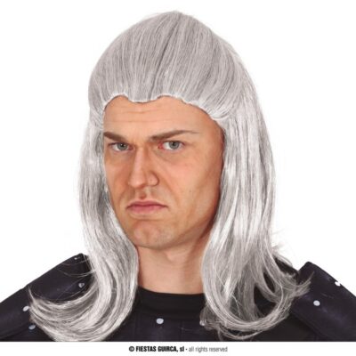 GRÅ KRIGAR PERUK MED HÄSTSVANS